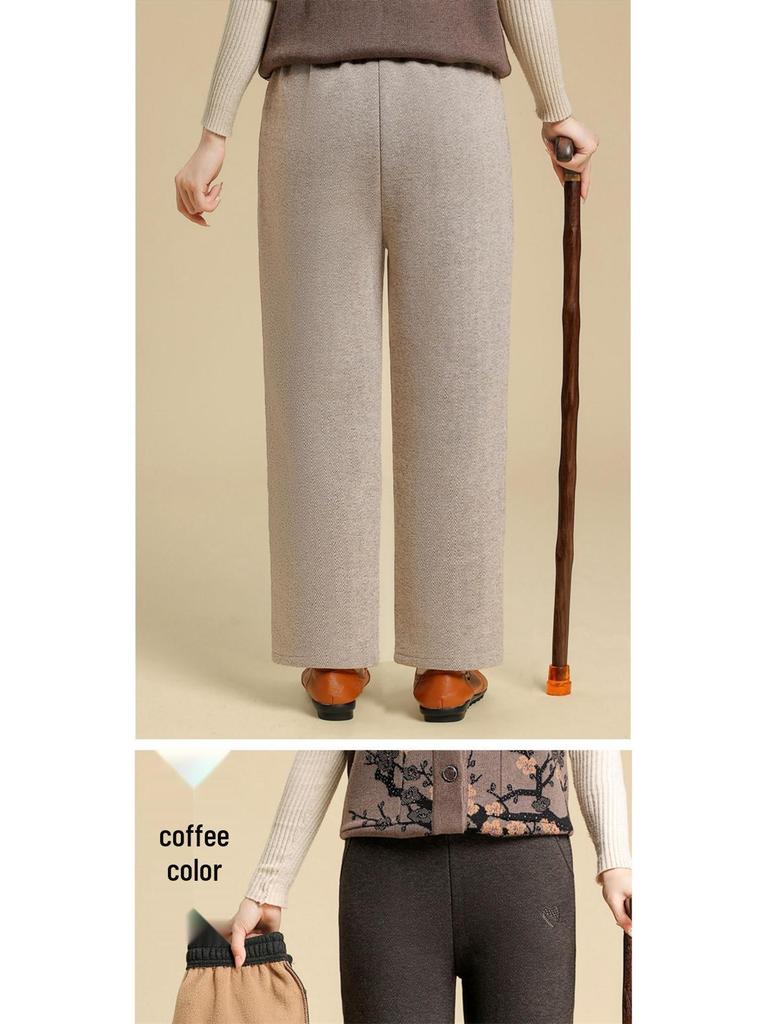 Pantaloni in Lana Foderati in Pile da Donna per Anziani - Larghi, Dritti, Stile Autunno/Inverno
