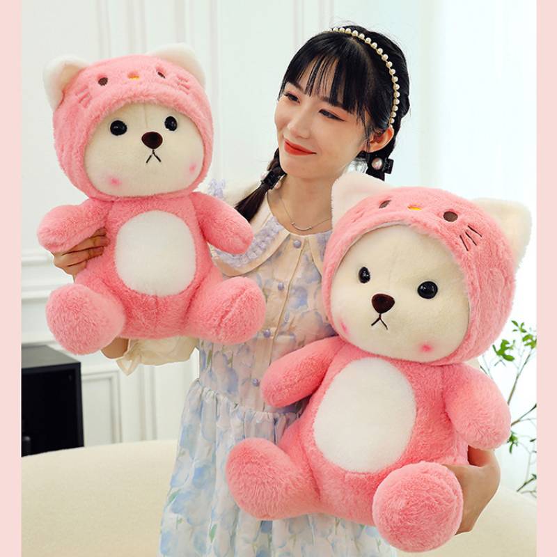 Transforming Doll Bear Plush Toy Sleeping Pillow Girl Child Gift Decoration
