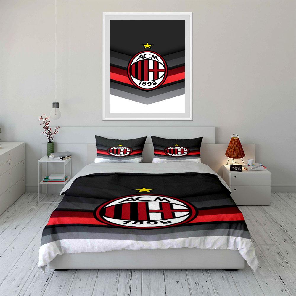 Motivo logo AC Milan. Set lenzuola Set copripiumino Copripiumini Federe(1*Copripiumino 2*Federe senza imbottitura piumone)