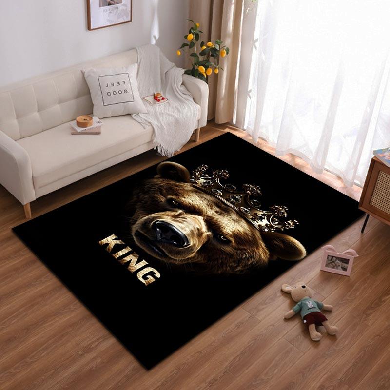 

Bear with Crown Printed Carpet - Black Background with King Text Suitable for use as an anti-slip for living room bedroom sofas 40x60cm( 15x23in )