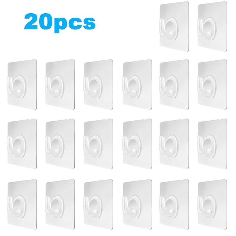 Transparent Wall Hooks Hangers Self Adhesive Door Wall Hangers Hooks Suction Heavy Load Rack For Kitchen Bathroom Accessories