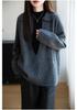 2025 Autumn/Winter Women's Pure Wool V-Neck Knit Polo - Casual Loose Pullover