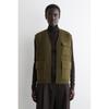 Merino Wool Ribbed Utility Vest Khaki Melange