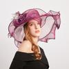 Women'S Summer Flower Beach Hat Fashionable Breathable Organza Sun Hat Foldable Flat Top Hat