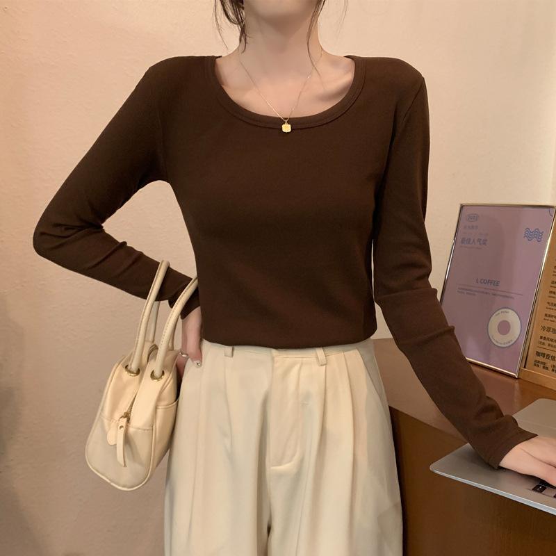 New Korean Lazy Style Outfit Inner Layer with Long-sleeved Sweater for Women In Autumn and Winter Casual Short Top