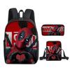 Deadpool 3pcs Student School Bag Backpack Lunch Bags Pencil Case Gifts Kids