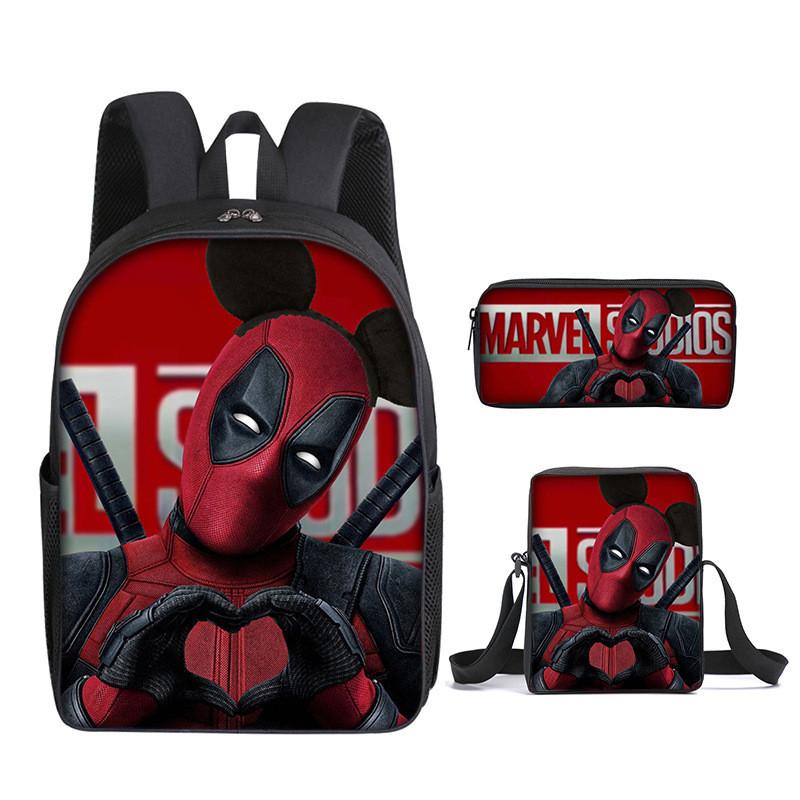 Deadpool 3pcs Student School Bag Backpack Lunch Bags Pencil Case Gifts Kids