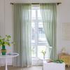 Grass Green Bohemian Bedroom Living Room French Country Linen Striped Fringed Curtains Finished