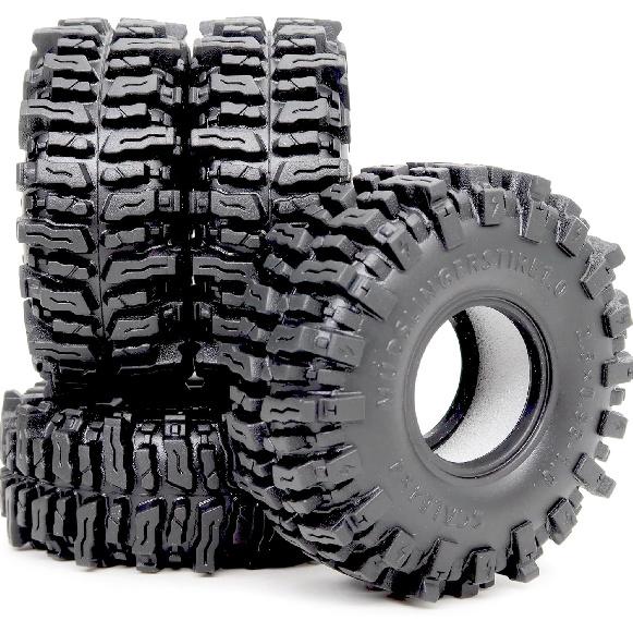 HOBBYSOUL 1.0 Tires 64 * 25mm 1.0 Mud Slingers Tires Super Soft Sticky 1.0 Crawler Tyre For RC 1/18 TRX4M 1/24 SCX24 FCX24 Upgrade