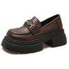 2025 Autumn New Small Man Height Increase Black Loafers Women's Retro British Style Thick Heel One Pedal Small Leather Shoes