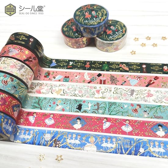 Sealido Made in Japan Foil-Stamped Kirapika Masking Tape Ballet Sleeping Beauty & Coppelia 2-Roll Se