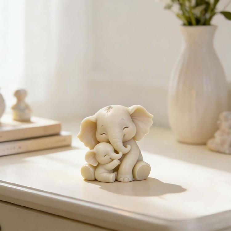 Hugging Elephant Epoxy Resin Silicone Mold For Candle Handmade Soap Food Safe Handmade Crafting Accessories