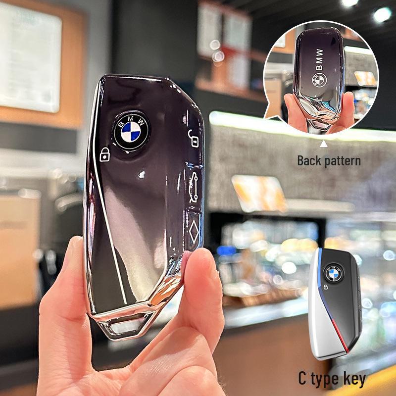 BMW TPU Nøkkeldeksel Gradient Blå for 3-, 5-serie, X5, X3, X1 og i3 - Beskyttende skall med spenne