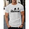 European Size Men's Breathable Cotton Geometric T-Shirt - Casual Crew Neck Short Sleeve Top, Summer