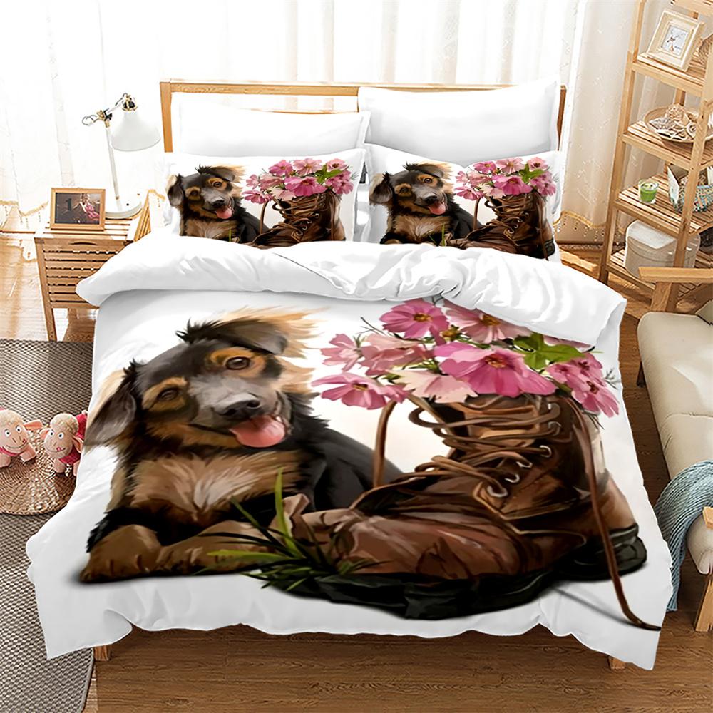 

Комплект пододеяльника для собаки Кинг Квин Полный размер Для детей Мальчиков Девочек Полиэстер Милые Животные Постельное белье Комплект Пододеяльник с наволочкой EU single(135x200cm)