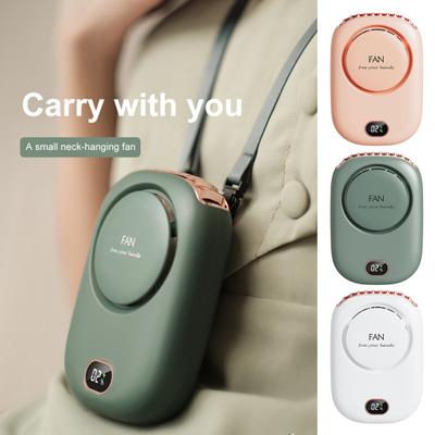 Portable Hanging Neck Fan Digital Display Strong Airflow Low Noise USB Rechargeable