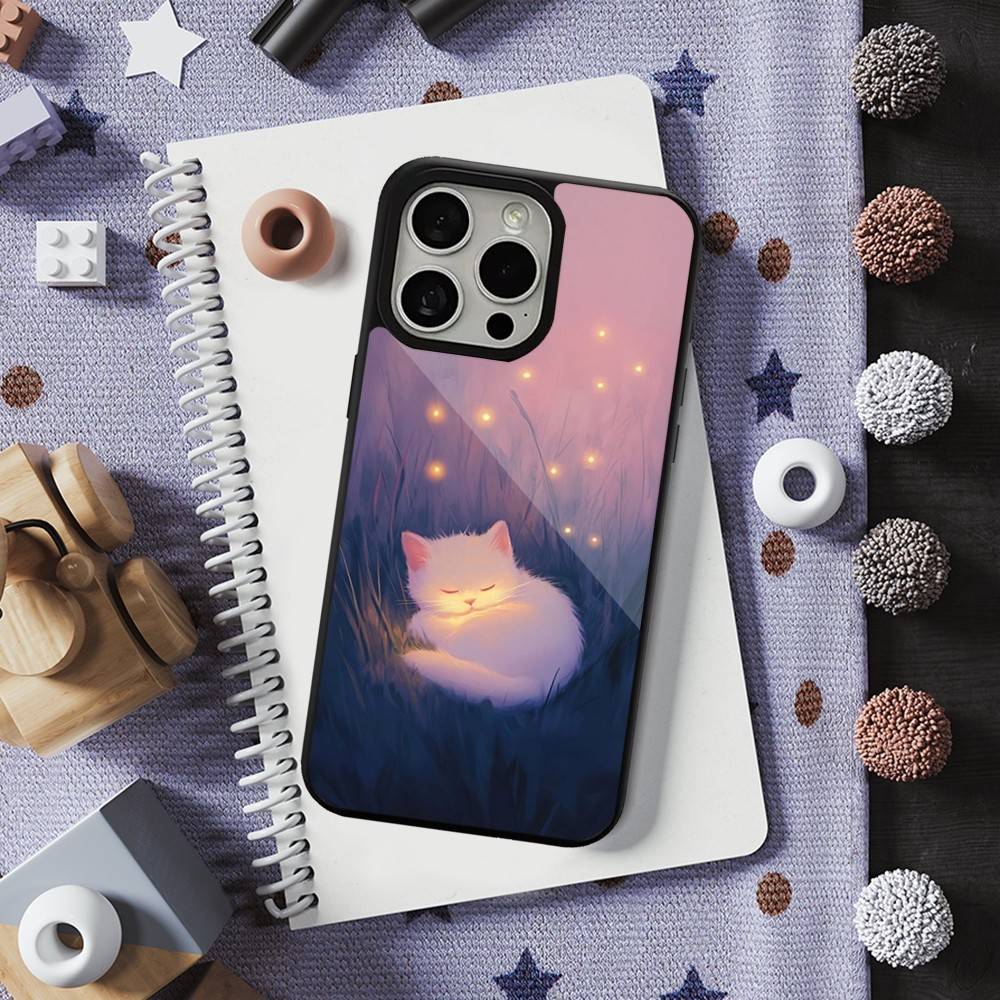 Cute Art Cat Cartoon Phone For iPhone 17,14,11,15,16,13,12,Pro,Max,For Magsafe,Plus,Mini, Magnetic Wireless Charging Case