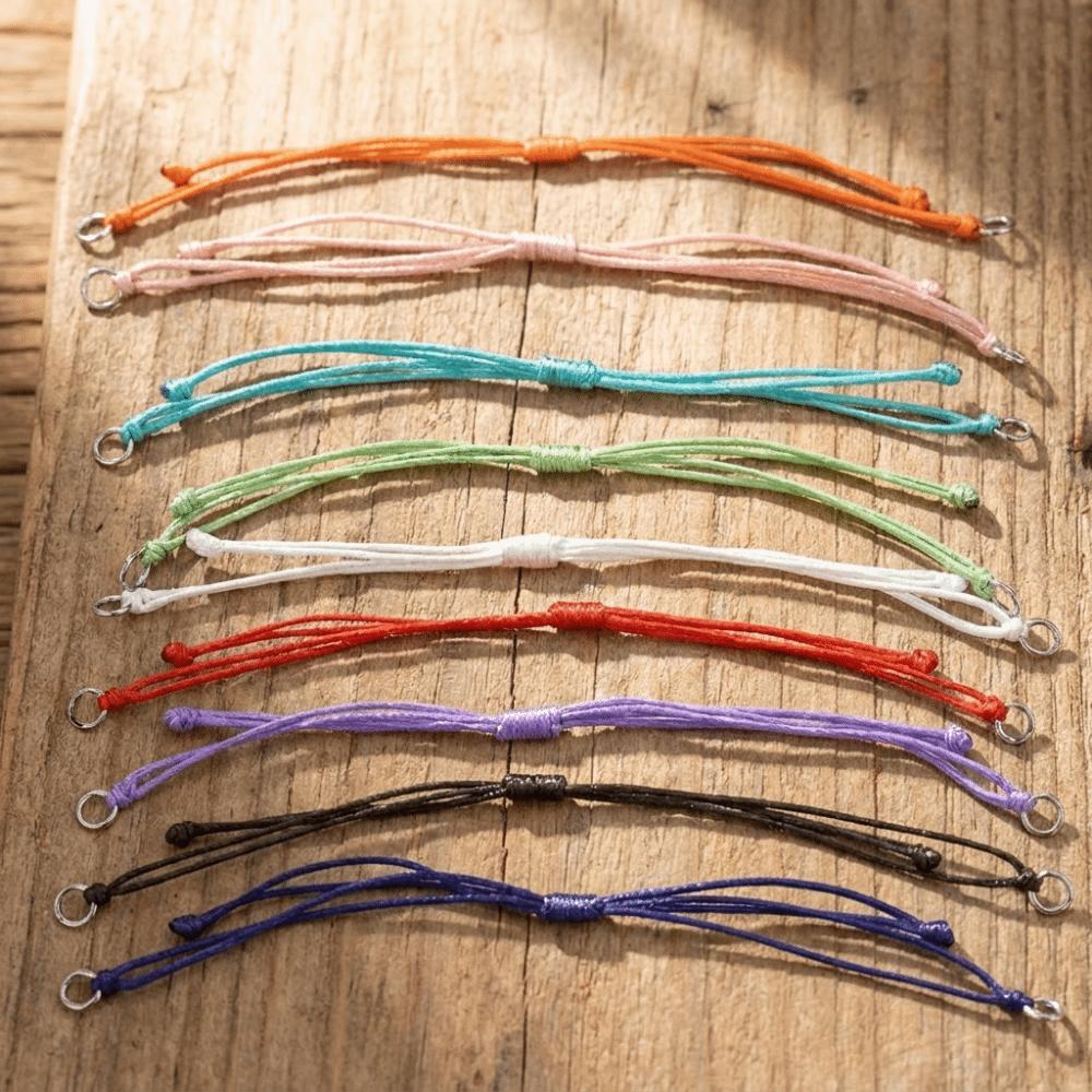 10Pcs DIY Craft Braided Bracelets Accessories Multi-color Half Finished Waxed Bracelet Adjustable Length with Ring