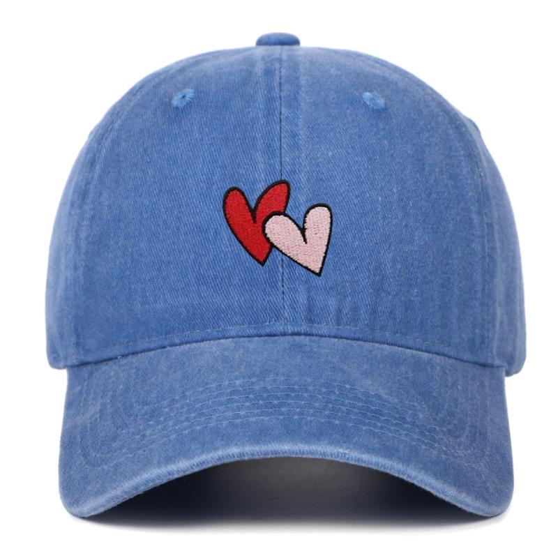 Versatile Vintage Peach Heart Embroidery Baseball Cap - Korean Style, Thin, Soft Brim, Spring/Summer, Unisex