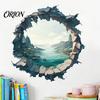 Indoor Outdoor Decorative Sticker 3D Mountain & River Landscape Wall Sticker, PVC Waterproof Mural, Peel And Chinese Style Mural Stick Decals