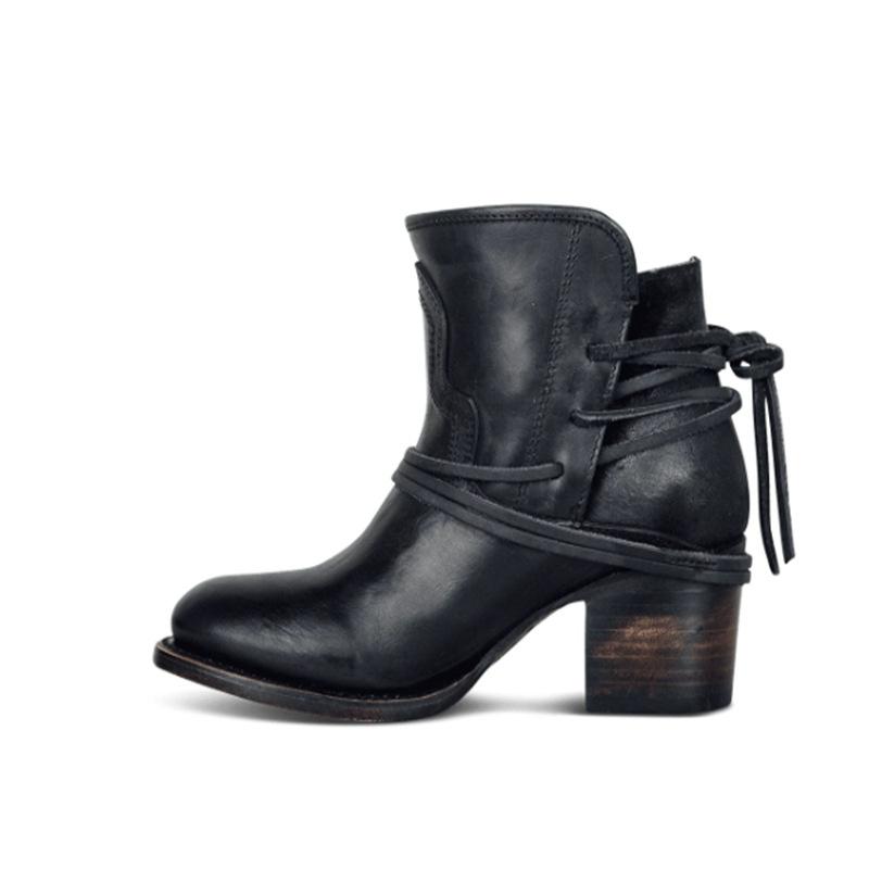 Средневековые Ретро Женские Модные Ботильоны на Высоком Каблуке Повседневные Ботильоны на Шнуровке Женские Ботильоны 35-43 35 чёрный 3219₽