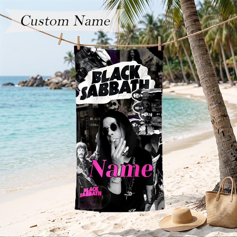 Ozzy Osbourne Custom Name Printed Beach Towel Personalized Soft Towel For Swimming Beach Travel