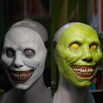 Exorzist Lachender Weißäugiger Dämon Latexmaske - Neuer Stil Halloween COS Horror Kopfbedeckung
