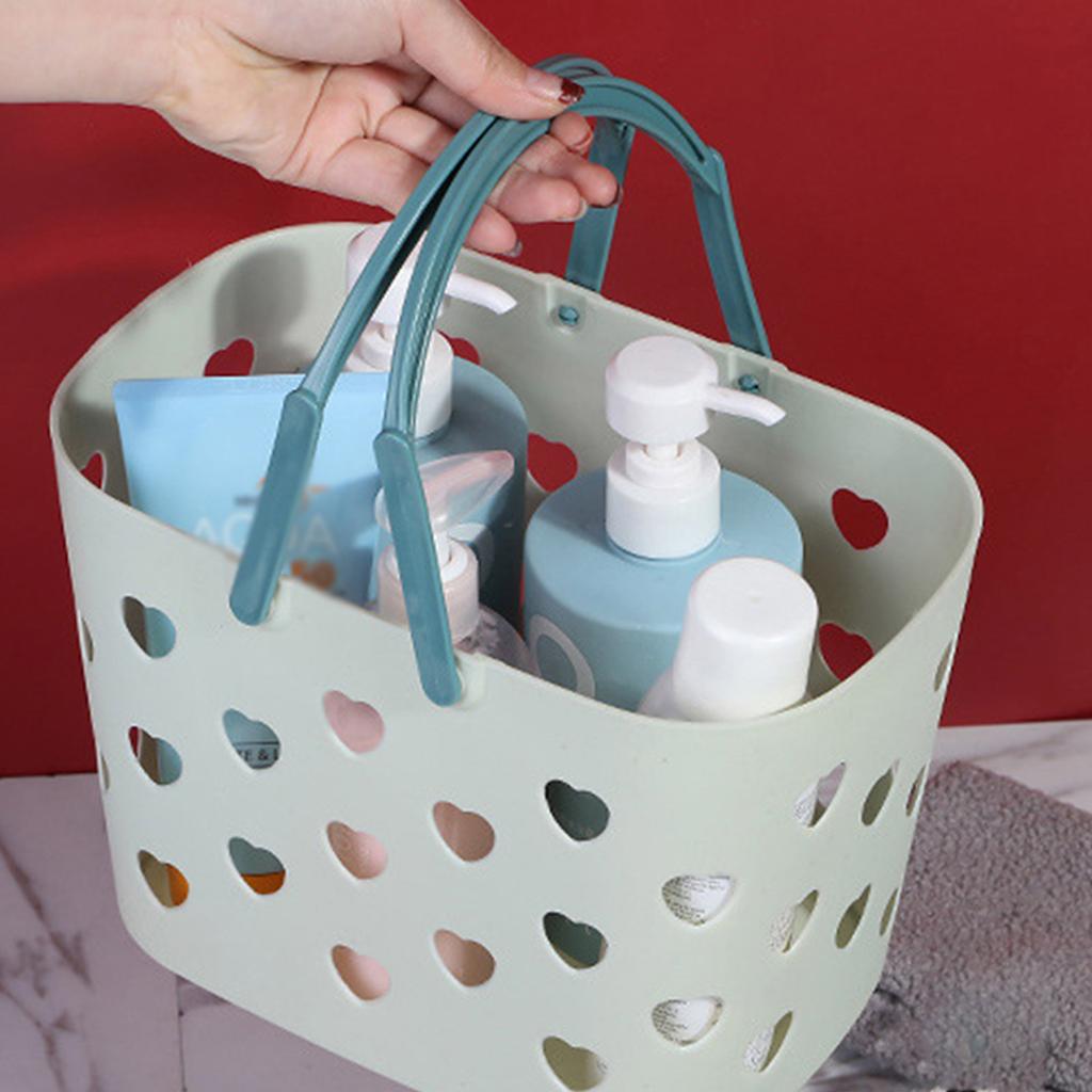 Shower Caddy Basket with Handle Plastic Hollow Storage Organizer Tote for Bathroom Kitchen College Dorm Pool Camp Gym