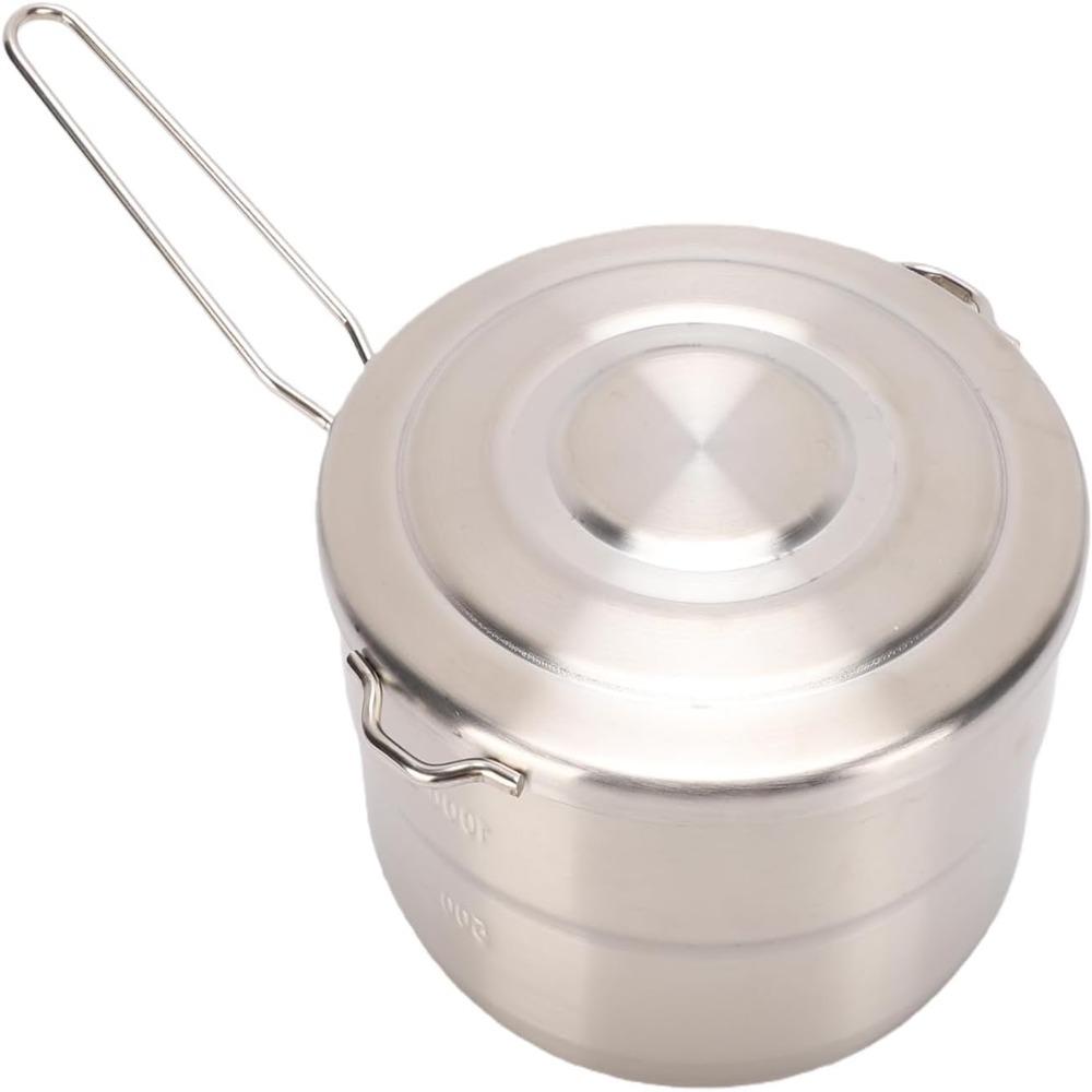 Folding Handle 304 Stainless Steel Lunch Box With Lid Outdoor Cookware  Backpacking