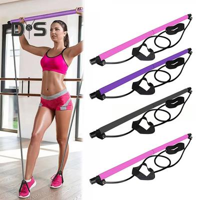 Pilates Bar with Resistance Band Strength Training Body Stretching Leg Hip Waist Arm Exercise Bar Home Gym Workout Men Women Fitness Equipment