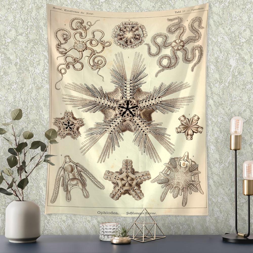 Boho Style Psychedelic Witchcraft Art Mystic Home Decor Undersea Insect Identification Map Tapestry Wall Hanging