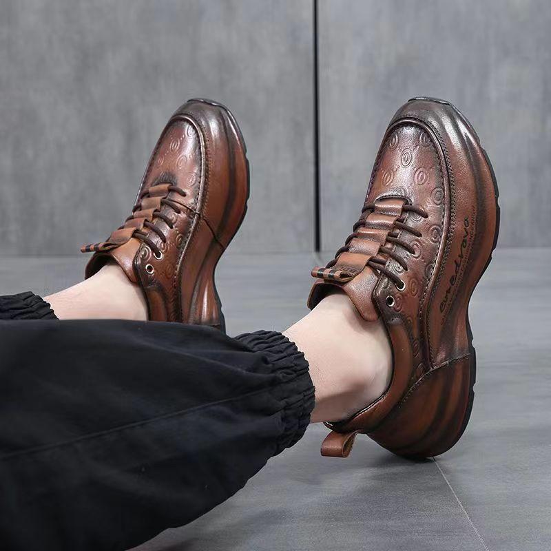 Fashion Golden Sapling Men's Shoes Leisure Elevated Shoes Autumn Spring Synthetic Male Casual Sneakers Tide Retro Thick Soled Sneaker