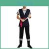 Adult Pirate Costume With Striking Black And White Stripes Perfect For Cosplay And Events