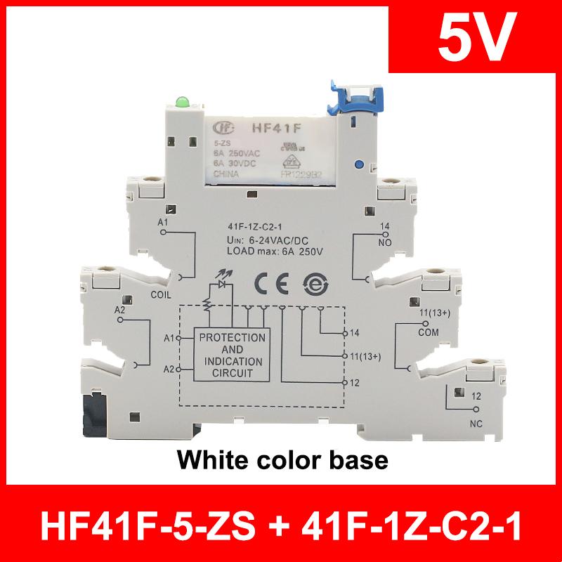6A 1CO Relay 41F-5-ZS 41F-12-ZS 41F-24-ZS 5V 12V 24V DIN Mount with LED High Frequen Utra-thin Slim/SSR Relay