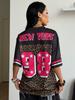 Sommer-Outfits Ganzjahres-Streetwear Y2k Ausgehen Musik Athleisure Lässig Leopard-Grafiken Atmungsaktives Netz-Trikot