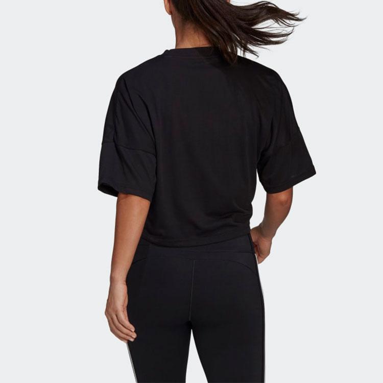 Adidas Cropped Training T-Shirt Women Tops Black H23455