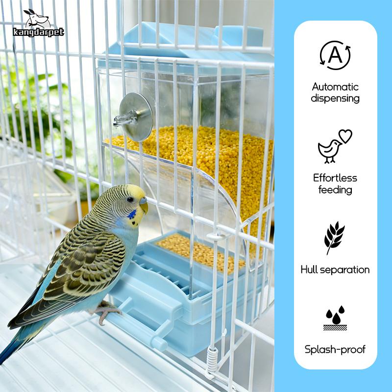 Automatic Parrot Feeder with Grain Hull Separation Function,Large Capacity Anti-Spill Food Dispenser for Birds
