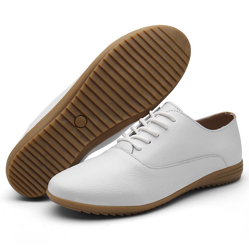 

Spring and Autumn women s shoes beef tendon sole Korean version flat-bottomed white shoes women s lace-up round head non-slip versatile comfortable mo 35