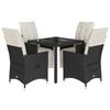 VidaXL Garden Dining Set Cushions 5pcs Black Wicker, Outdoor Dining Set, Furniture of 3276864