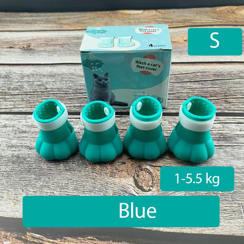Cat Claw Protector Bath Feeding Bathing Shoes Foot Cover Anti-Scratch for Cats Pet Grooming Silicone Paw Nail Cover Boots