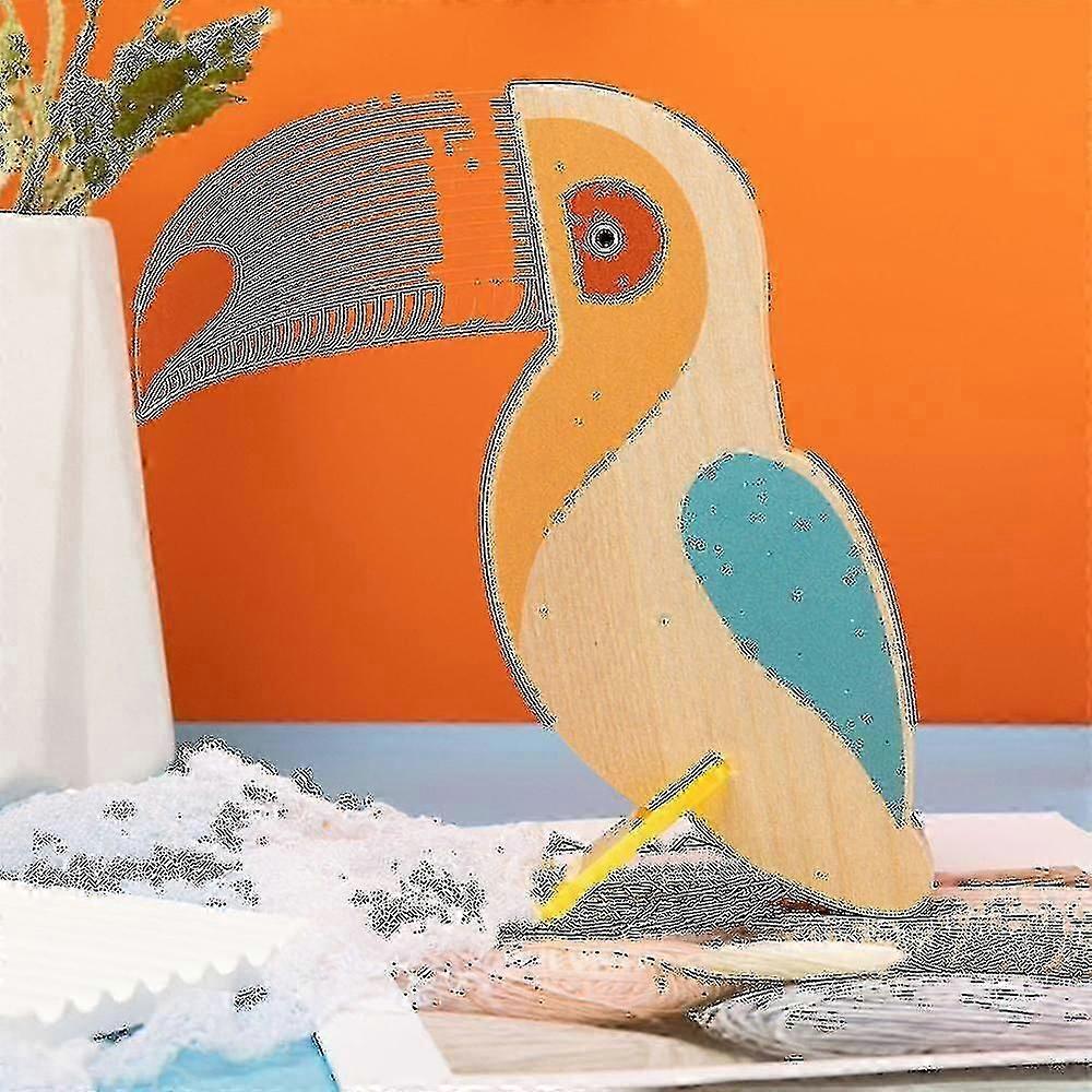 Luce Notturna Acrilica a Batteria Animali di Legno Tucano Decorazione Stanza Lampada LED
