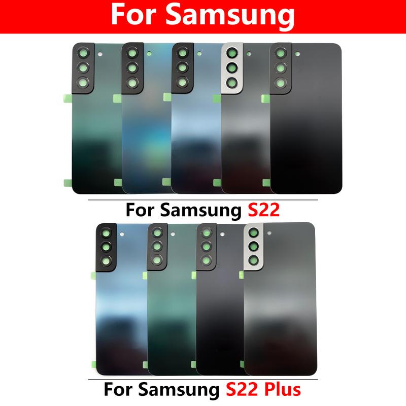 Back Glass Rear Cover For Samsung S22 / S22 Plus Battery Housing Battery back cover STICKER Adhesive With Camera Lens