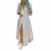 Women Long Sleeve Print Shirred Shirt Style Long Maxi Comfortable Dress Lightweight High Recognition Elegant with Flattering Chic Casual Dress