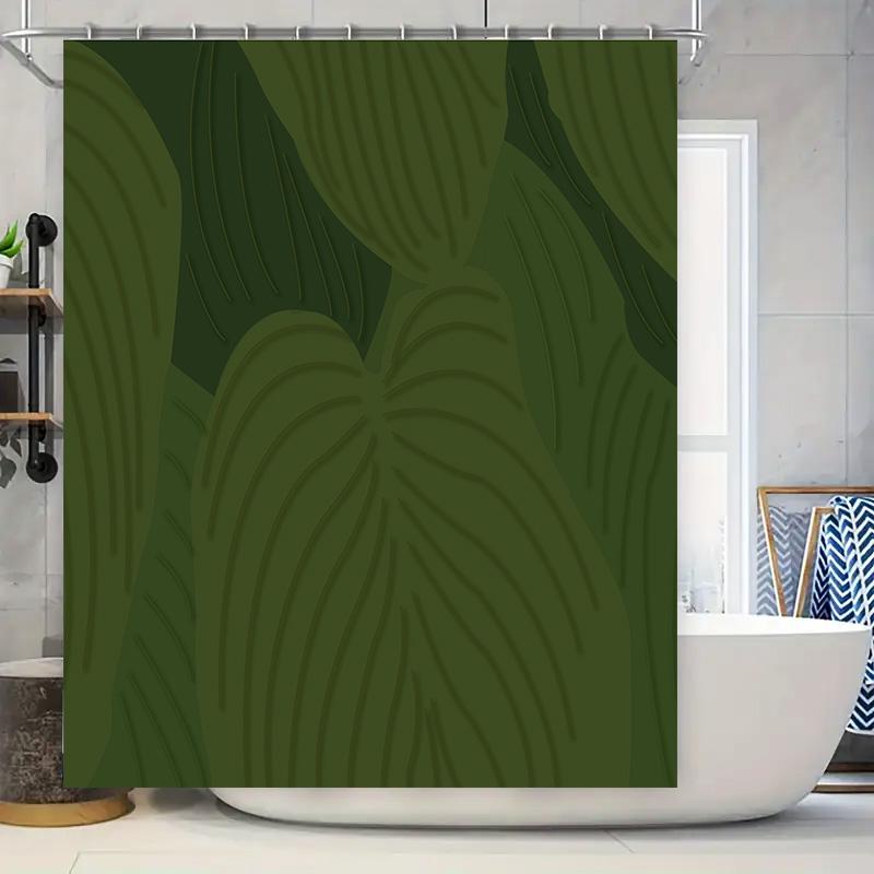 

Modern Green Leaf: Abstract Nature Shower Curtain For A Fresh And Contemporary Bathroom Dcor W60H190(CM)-1 Pcs