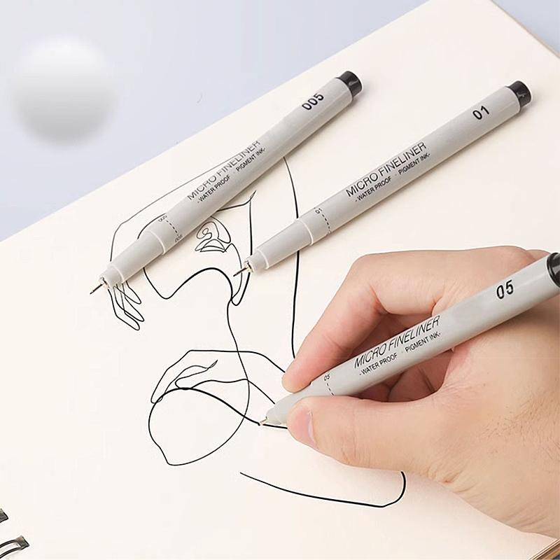 9 Buc. Marker Fin Liner Micron Negru Cerneală Rezistentă la Apă pentru Desen Manga, Schiță, Stilou cu Ac, Stilou pentru Linii Fine, Set de Papetărie pentru Schiță, Articole de Artă