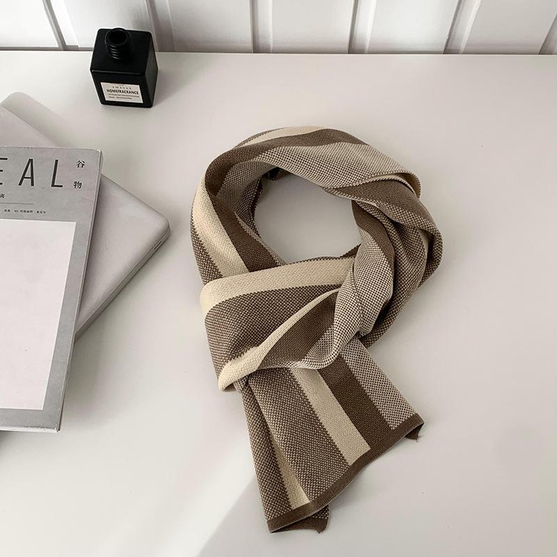 Men's Scarf Autumn and Winter New Versatile Student Plaid Scarf Neck Protection Scarf Thermal Shawl