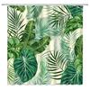 Green Tropical Plants Shower Curtain Bathroom Waterproof Polyester Shower Curtain Leaves Printing Curtains for Bathroom Shower