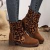 Foreign Trade Large Size Buckle Belt Square Heel Round Head Fashion Boots Autumn and Winter New Side Zipper Medium Tube Women's Boots Spot