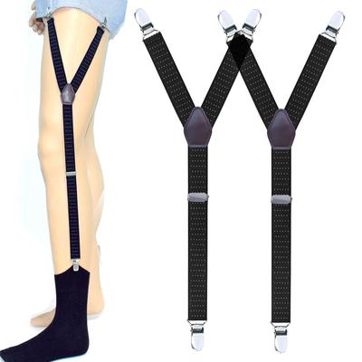 1pair Men's Shirt Holders Stays Y-Style Adjustable Elastic Leg Suspenders Straps Non-slip Clips Sock Garter Clamps Anti Wrinkle