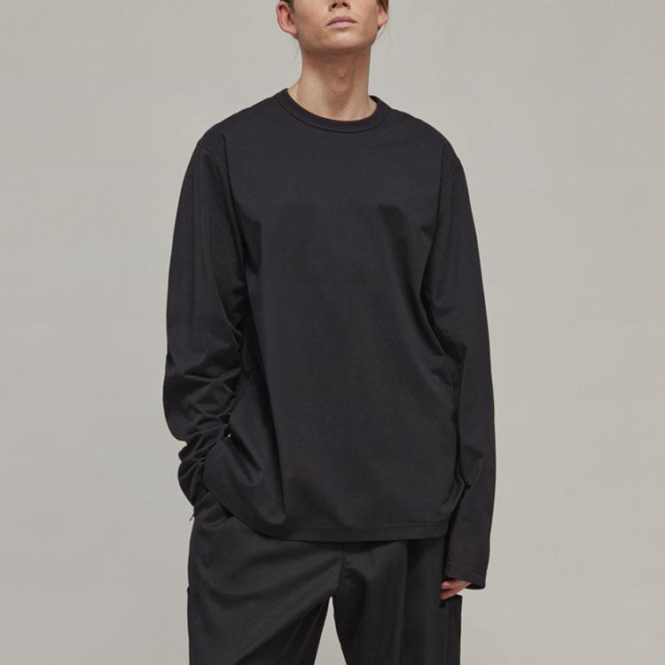 Y-3 FW22 Solid Color Loose Fit Crew Neck Long Sleeve T-Shirt Unisex Tops Black H44794
